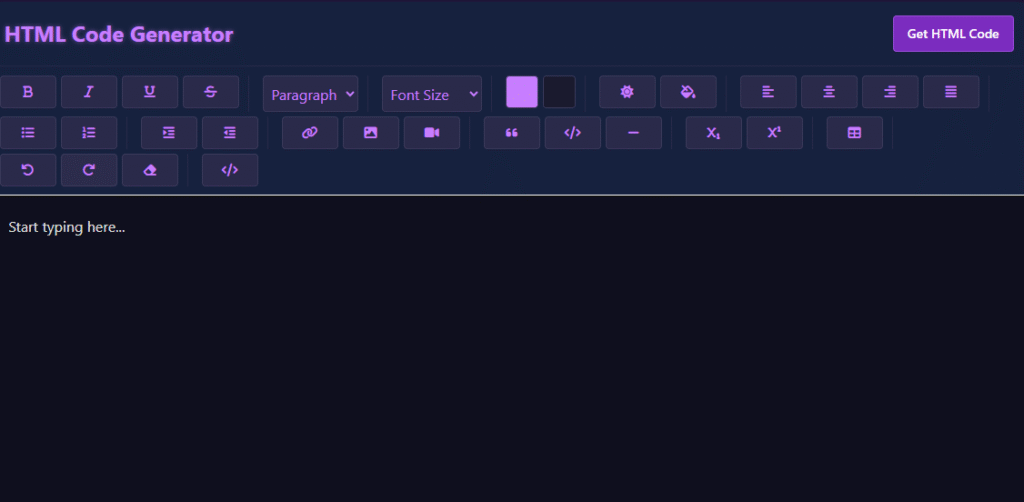 Advanced HTML Code Generator with Live Preview