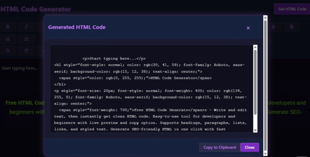 HTML Code Generator Tool to Create HTML Code Online
